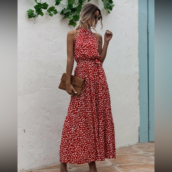 COPY - Boho floral print belted halter maxi dress - Picture 7 of 7